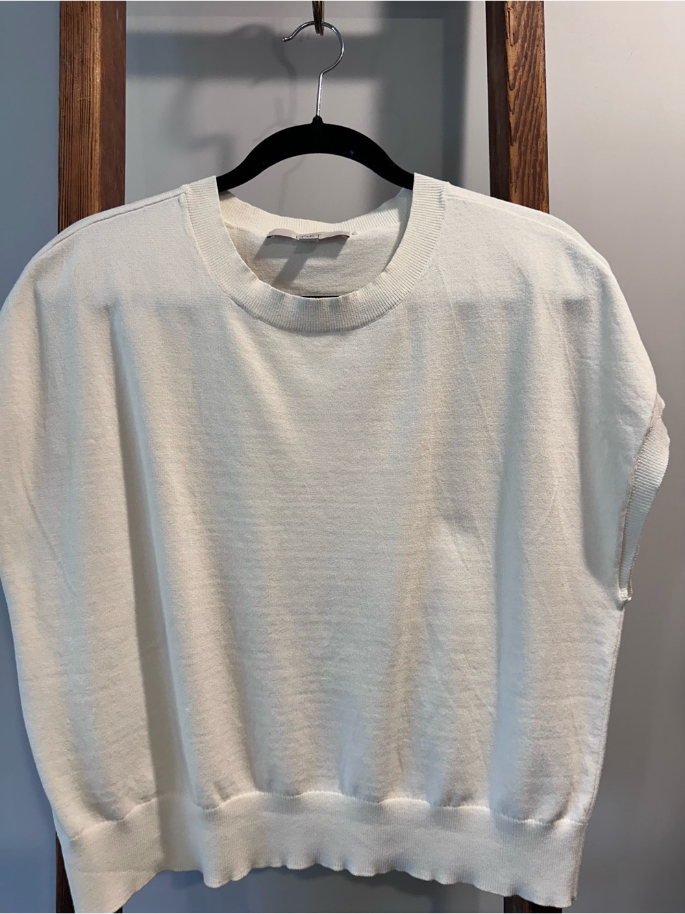 LOFT Cream Short-Sleeve Knit Top